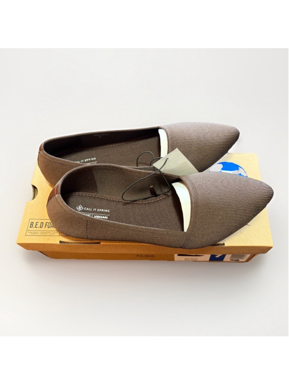 Call It Spring Tatianaa Dark Brown Pointed-Toe Ballet Flats - Size 7 BNIB ✨